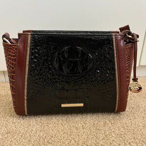 Brahmin Hillary Pecan Black Leather Crossbody or Shoulder Purse Handbag